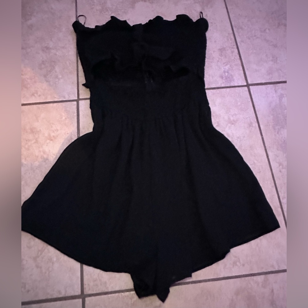 Black Strapless Short Romper